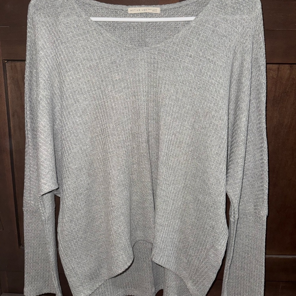 Active USA Heather Gray Women's Crew Neck Sweater
